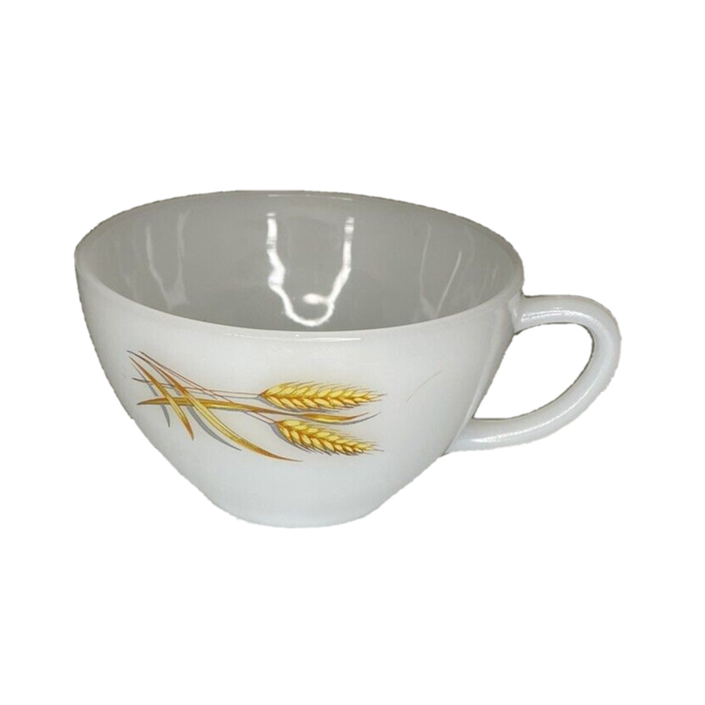 vintage Fire King Golden Wheat Coffee Cup small mug white glass USA replacement